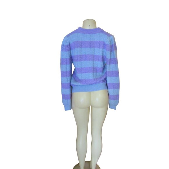 New w Tags FRNCH Paris Neve Violet & Blue Swirl Sweater Size M - Picture 4 of 5